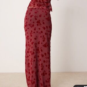 Red Floral Maxi Skirt